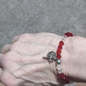 CLEARANCE-FINAL PRICE-NO OFFERS PLEASE-CRYSTAL BEADED CROSS STRETCH BRACELET